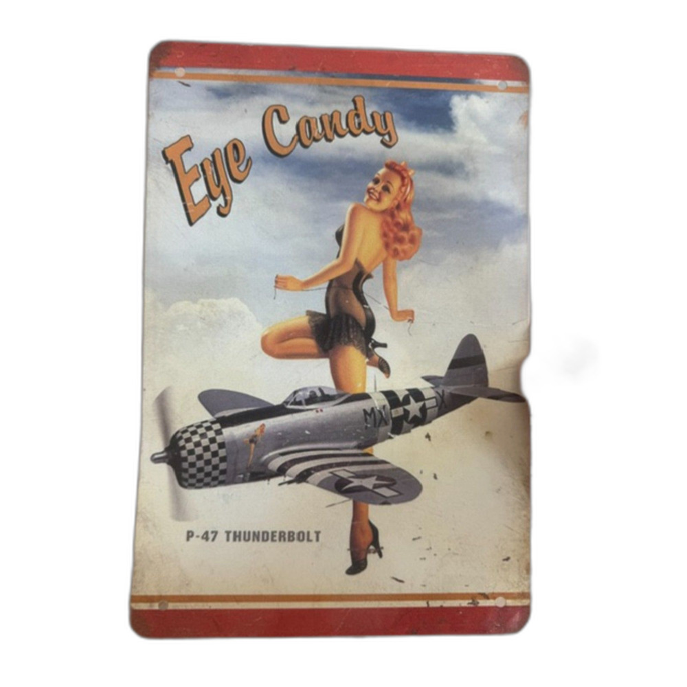 Military PinUp Girl Vintage Sexy Army Lady Tin Metal Signs Home Décor 8x12